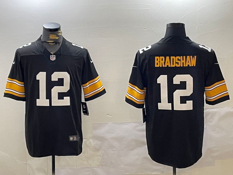 Men Pittsburgh Steelers #12 Bradshaw Black 2024 Nike Limited NFL Jersey style 1